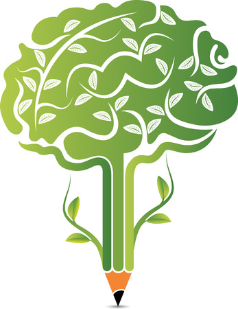 Illustration art of a tree brain icon with isolated backgroundのイラスト素材
