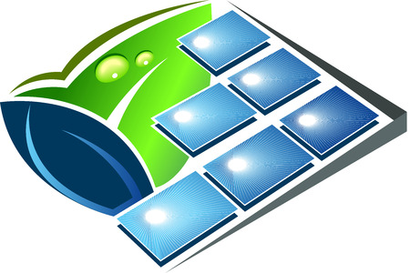 Illustration art of a green solar energy icon with isolated backgroundのイラスト素材