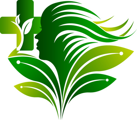 Illustration art of a herbal health icon with isolated backgroundのイラスト素材