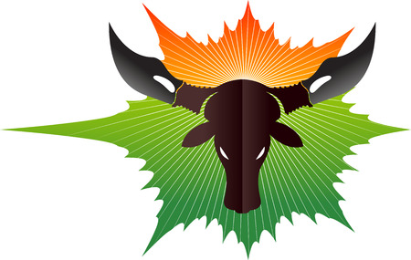 Illustration art of a Indian Cow icon with isolated backgroundのイラスト素材