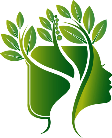 Illustration art of a tree face leaf icon with isolated backgroundのイラスト素材