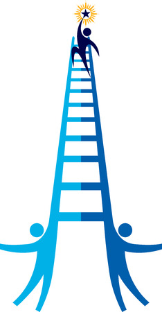 Illustration art of a man support ladder icon.のイラスト素材