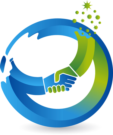 Illustration art of a circle handshake icon with isolated backgroundのイラスト素材