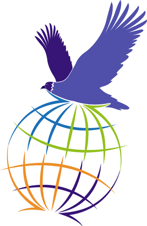 Illustration art of a globe eagle icon with isolated backgroundのイラスト素材