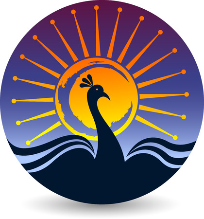 Illustration art of a bright peacock icon with isolated backgroundのイラスト素材