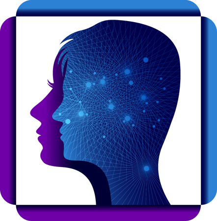 Illustration art of a techno human head icon isolated backgroundのイラスト素材