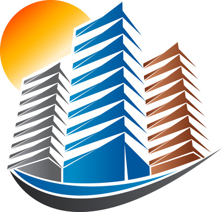 Illustration art of a bright building iconのイラスト素材