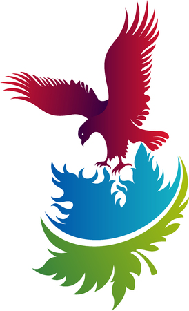 Illustration art of a bald eagle icon with isolated backgroundのイラスト素材