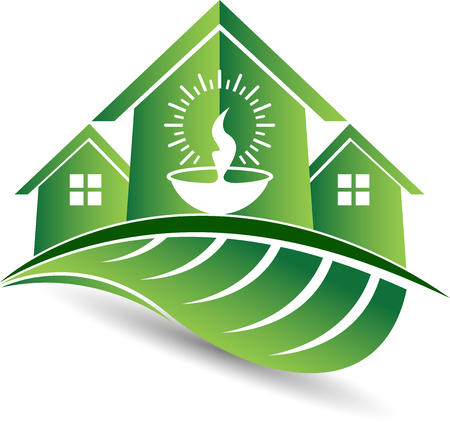 Illustration art of a ecology home icon with isolated backgroundのイラスト素材