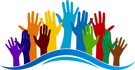 Illustration art of a colorful hands icon with isolated backgroundのイラスト素材