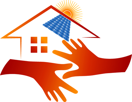 Illustration art of a home solar panel icon with isolated backgroundのイラスト素材