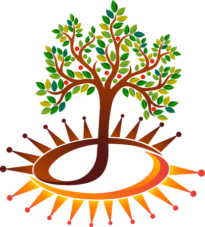 Illustration art of a power tree icon with isolated backgroundのイラスト素材