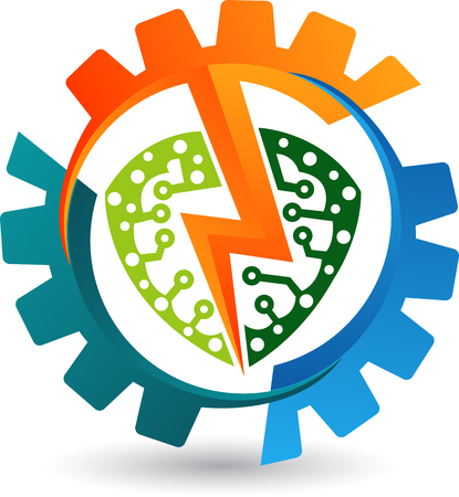 Illustration art of a power gear icon with isolated backgroundのイラスト素材