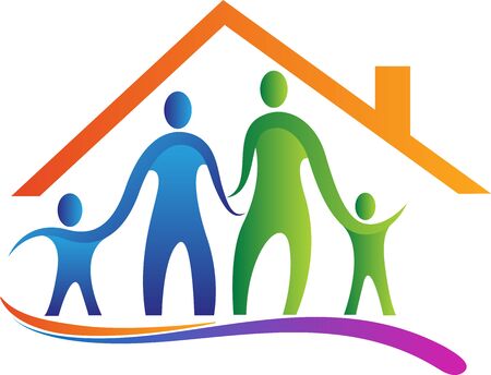 Illustration art of a family home icon with isolated backgroundのイラスト素材