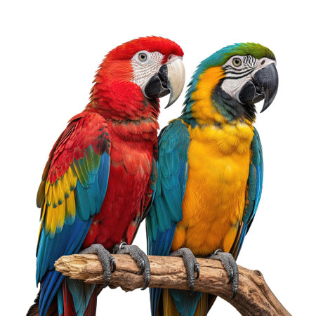 Beautiful Colorful Parrots Sitting on a Branch