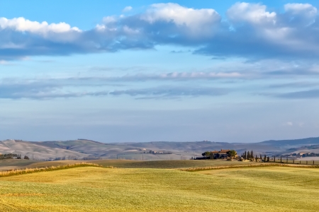 The  Val d Orcia   Siena, Tuscany , with its beautiful hills  The Tuscan valley is one of the most beautiful areas of Italyの写真素材