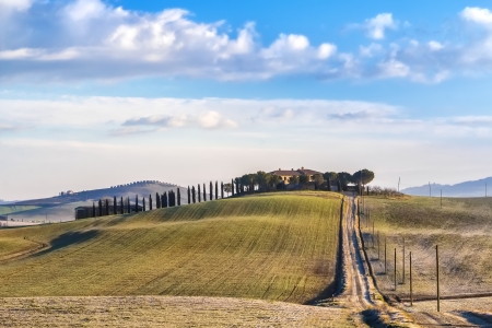 The  Val d Orcia   Siena, Tuscany , with its beautiful hills  The Tuscan valley is one of the most beautiful areas of Italyの写真素材