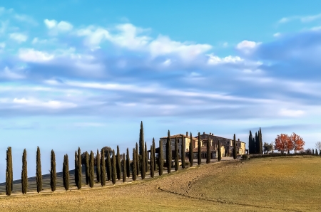 The  Val d Orcia   Siena, Tuscany , with its beautiful hills  The Tuscan valley is one of the most beautiful areas of Italyの写真素材