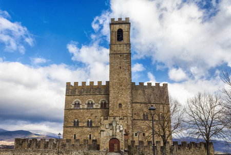 The castle, built in the medieval period, is located in the Italian town of Poppi Tuscany and is among the 10 most beautiful castles in Italy This castle is in the public domain and is not protected by copyrightのeditorial素材