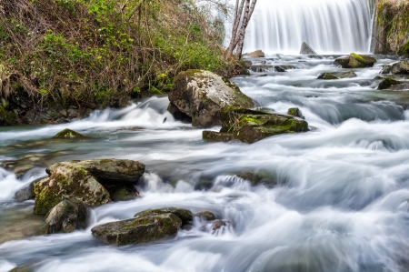 A small stream in the Tuscan countryside in the spring の写真素材