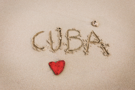 Cuba love sculpted in the sandの写真素材