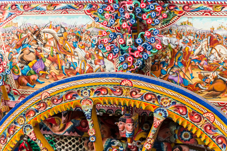 Traditional and colorful Sicilian cart.の写真素材