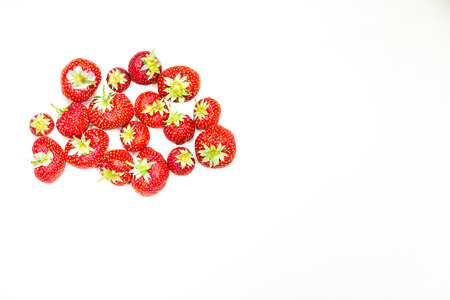 Isolated strawberries, typical summer fruit. A good and healthy type of fruit that contains few sugars.の写真素材