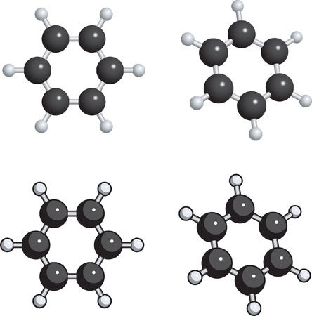 A ball and stick model of benzene.のイラスト素材