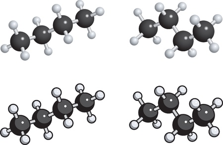 A ball and stick model of butane.のイラスト素材