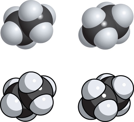 A space fill model of ethane.のイラスト素材