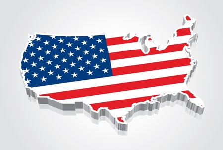 3D Flag Map of the United States  USA のイラスト素材