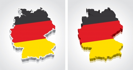Digitally rendered 3D flag map of Germanyのイラスト素材