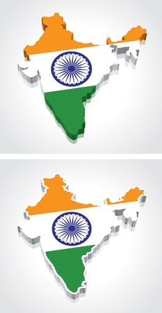 Digitally rendered 3D flag map of Indiaのイラスト素材