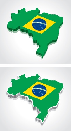 Digitally rendered 3D flag map of Brazilのイラスト素材