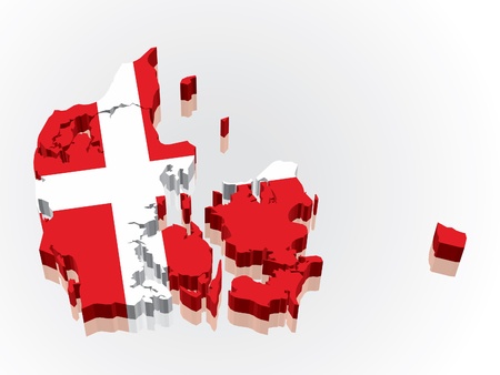 Digitally rendered 3D flag map of Denmarkのイラスト素材