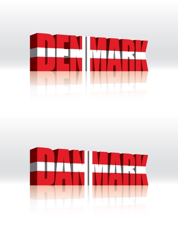 3D Denmark (Danmark) Word Text Flagのイラスト素材