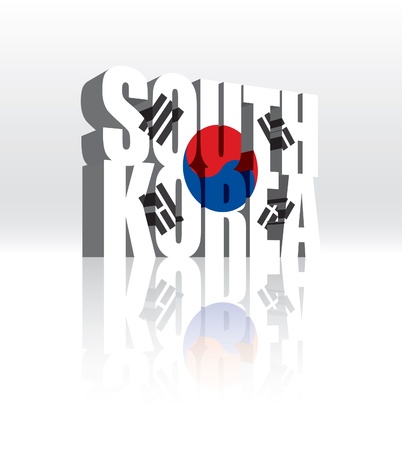3D South Korea Word Text Flag のイラスト素材