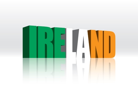 3D Vector Ireland Word Text Flag のイラスト素材