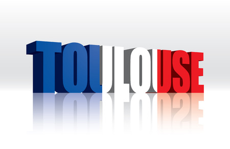 3D Vector Toulouse  France  Word Text Flag のイラスト素材