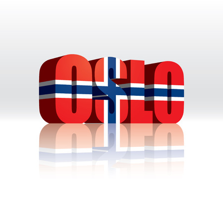 3D Vector Oslo (Norway) Word Text Flag のイラスト素材