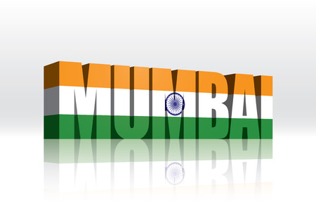 3D Vector Mumbai (India) Word Text Flag のイラスト素材