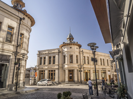 Alexander Pushkin street in the old town of Kutaisi, Georgia のeditorial素材