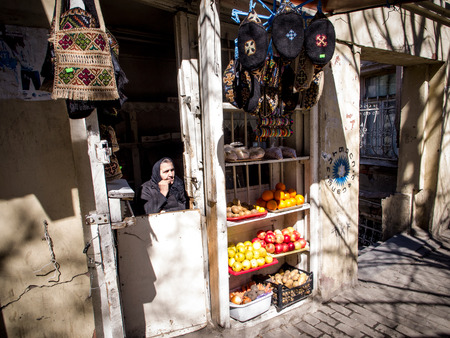 Store with souvenirs and fruits on Afkhazi street in Tbilisi, Georgiaのeditorial素材