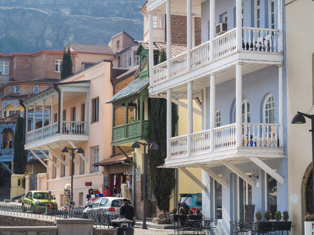 Architecture of the Old Town in Tbilisi, Georgia, close to the sulphur baths  The Old Town of Tbilisi is a major tourist attraction of the country のeditorial素材