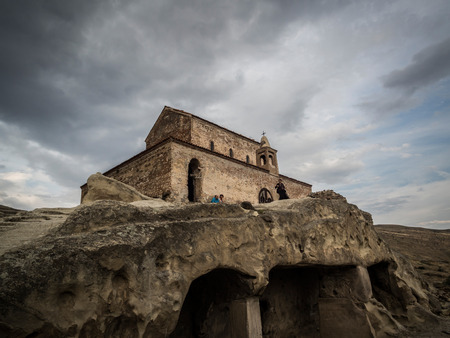   The  9th 10th century three-nave basilica in Uplistsikhe cave complex in Georgia のeditorial素材