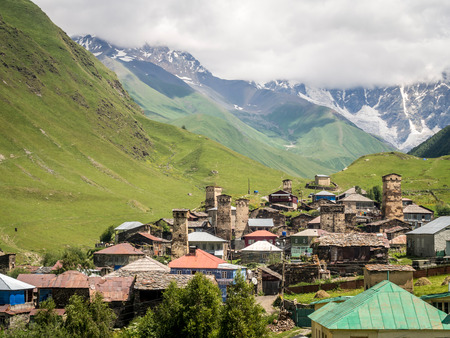 Ushguli in Upper Svaneti, Georgiaの写真素材