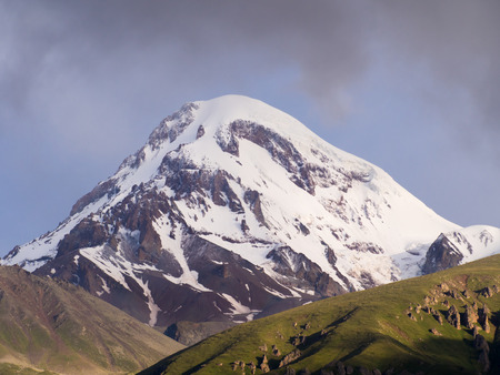 Mount Kazbek in Georgia, Caucasus, at sunrise 
