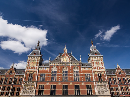 Central railway station in Amsterdam, Netherlands.のeditorial素材