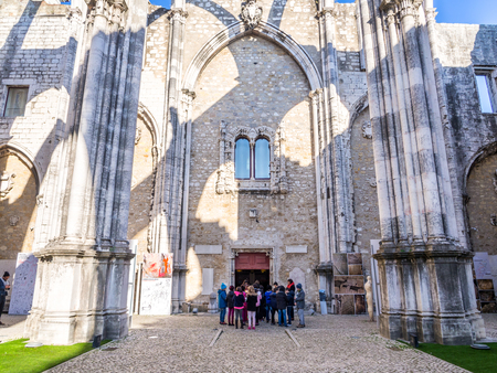 LISBON, PORTUGAL - JANUARY 19, 2017: Convent of Our Lady of Mount Carmel (Portuguese: Convento da Ordem do Carmo) in Lisbon, Portugal.のeditorial素材