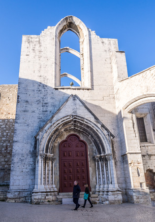LISBON, PORTUGAL - JANUARY 19, 2017: Convent of Our Lady of Mount Carmel (Portuguese: Convento da Ordem do Carmo) in Lisbon, Portugal.のeditorial素材